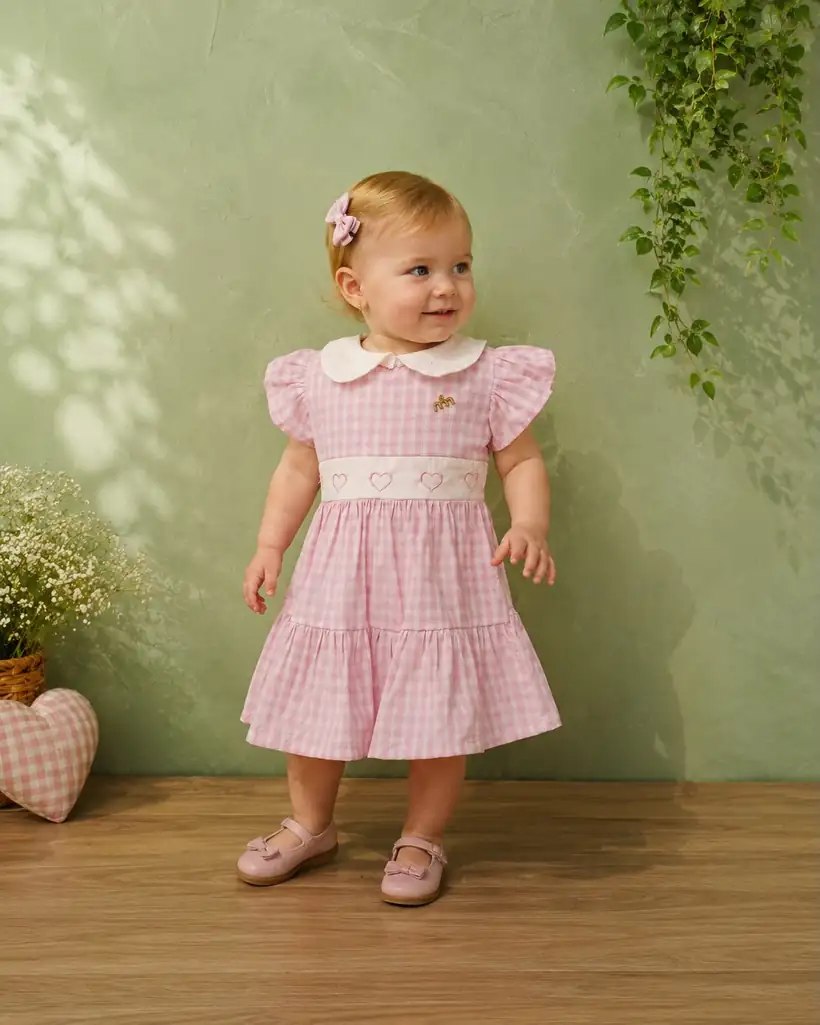 Vestido Gingham Rosa